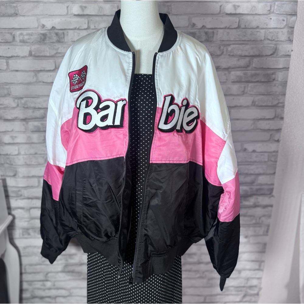 Pacsun x Barbie Black White Pink Quilted Racer Motorcycle Jacket - Picture 2 of 16
